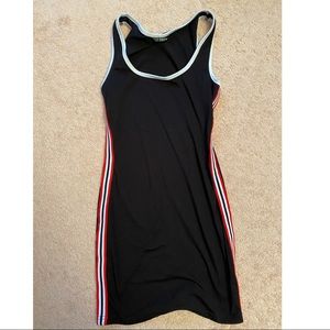 Black dress with stripes